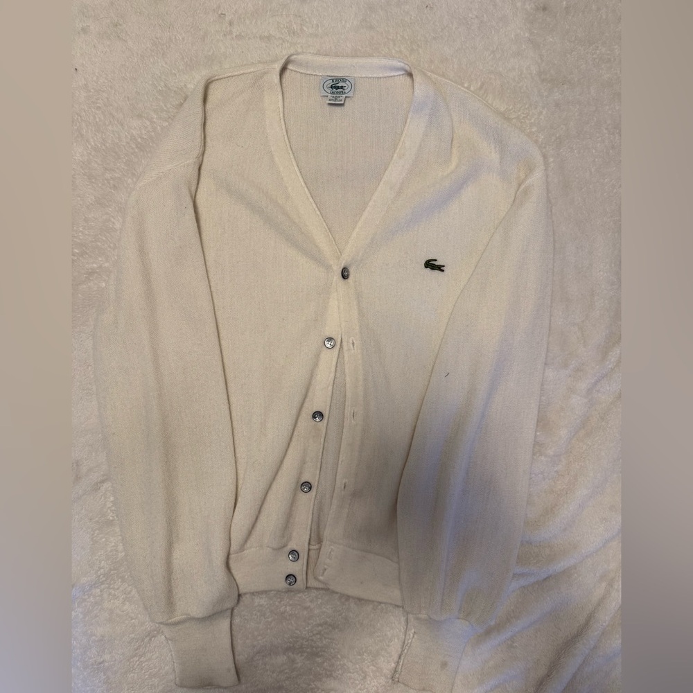 Lacoste Men's Off-White Cardigan Sweater